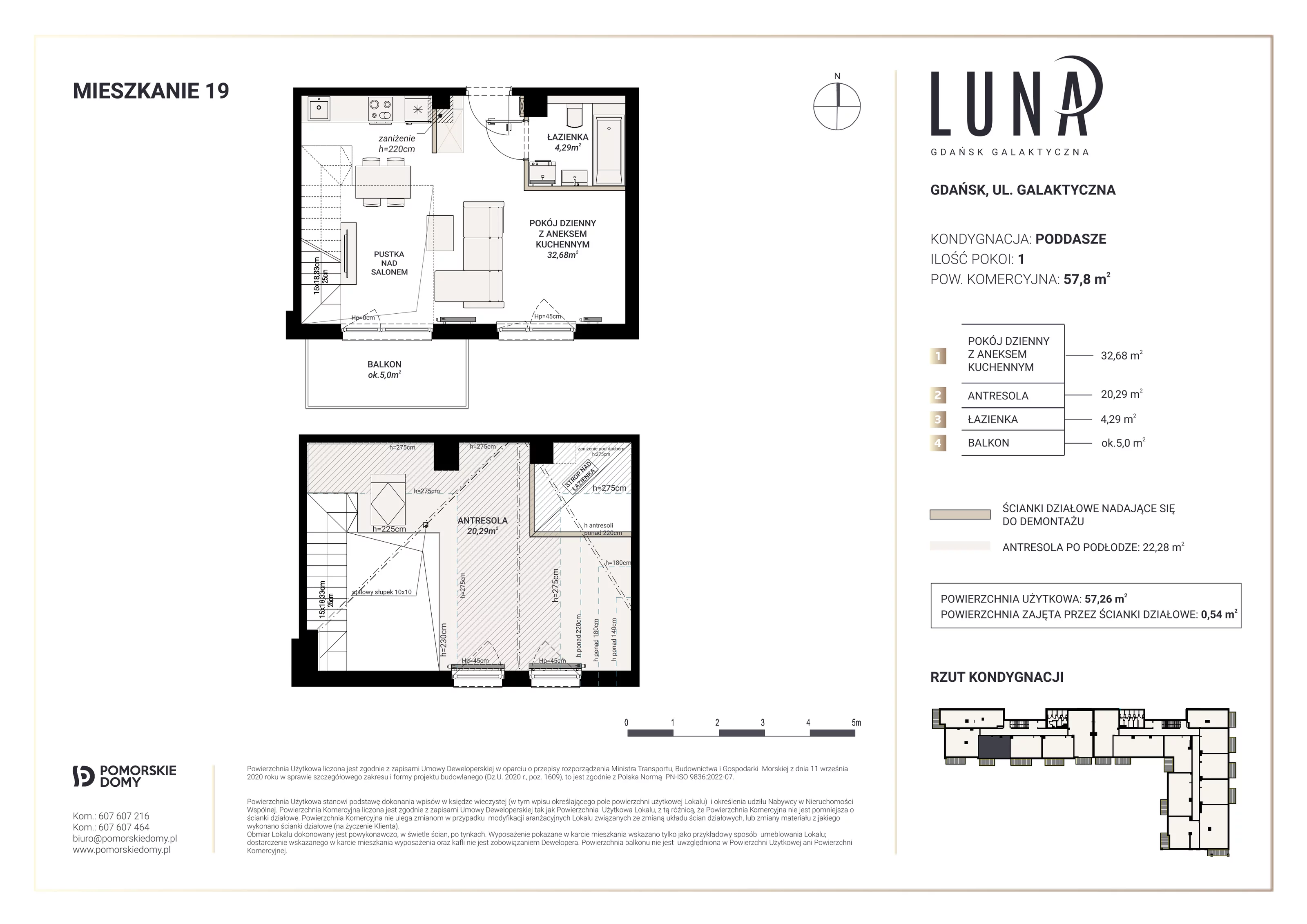 Mieszkanie 57,26 m², piętro 3, oferta nr 19, Luna, Gdańsk, Osowa, ul. Galaktyczna/Homera