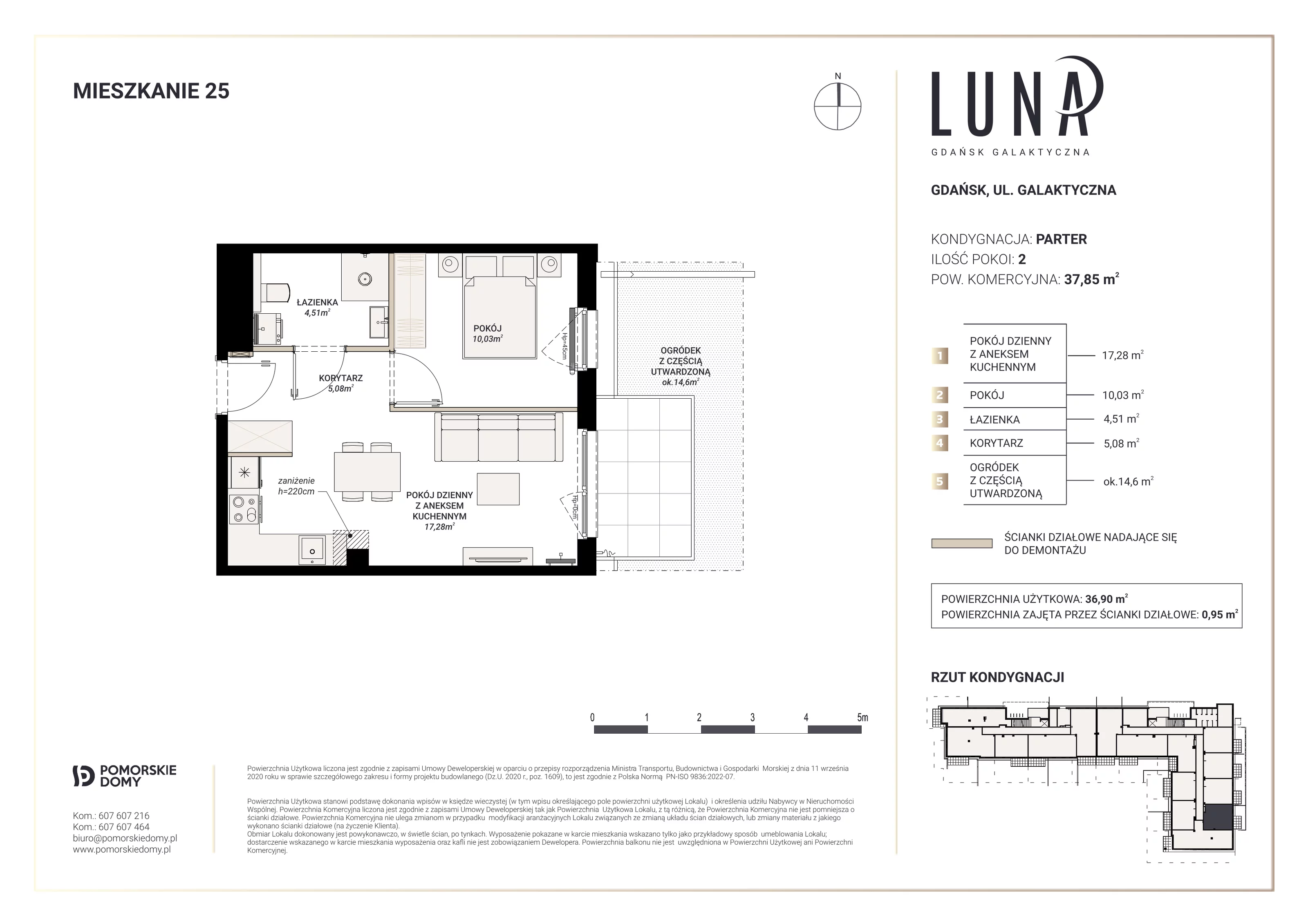 Mieszkanie 36,90 m², parter, oferta nr 25, Luna, Gdańsk, Osowa, ul. Galaktyczna/Homera