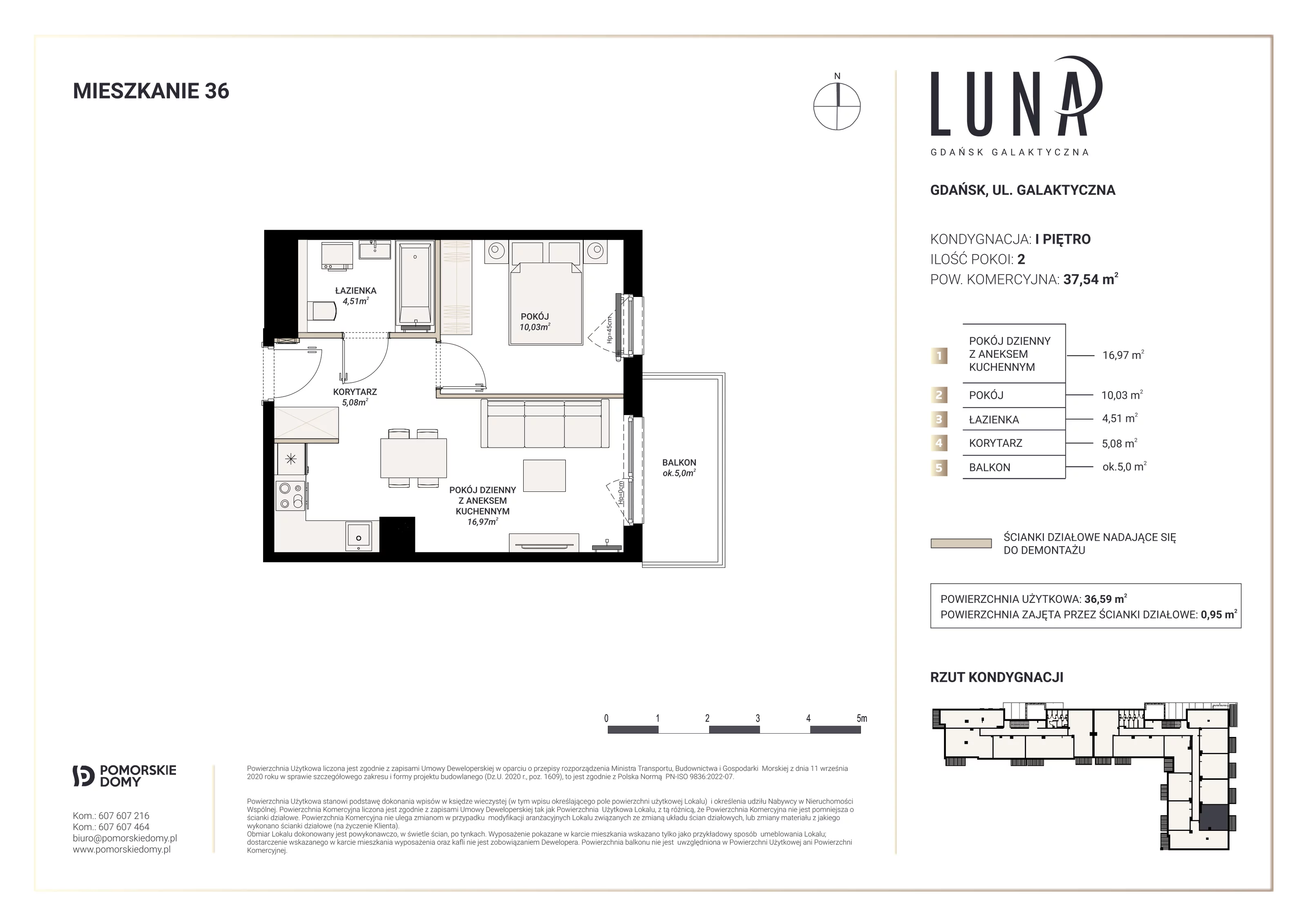 Mieszkanie 36,59 m², piętro 1, oferta nr 36, Luna, Gdańsk, Osowa, ul. Galaktyczna/Homera