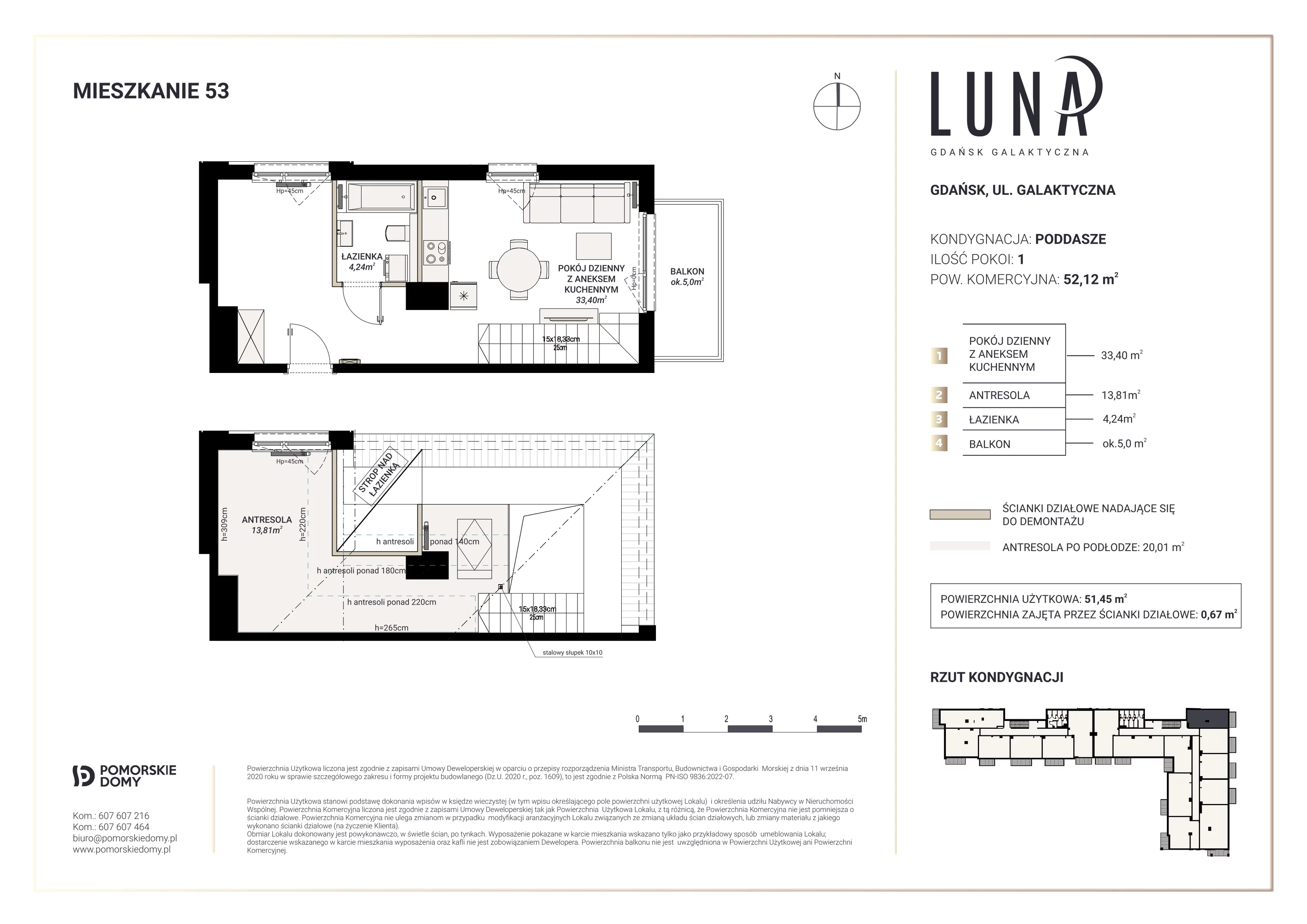 Mieszkanie 51,45 m², piętro 3, oferta nr 53, Luna, Gdańsk, Osowa, ul. Galaktyczna/Homera