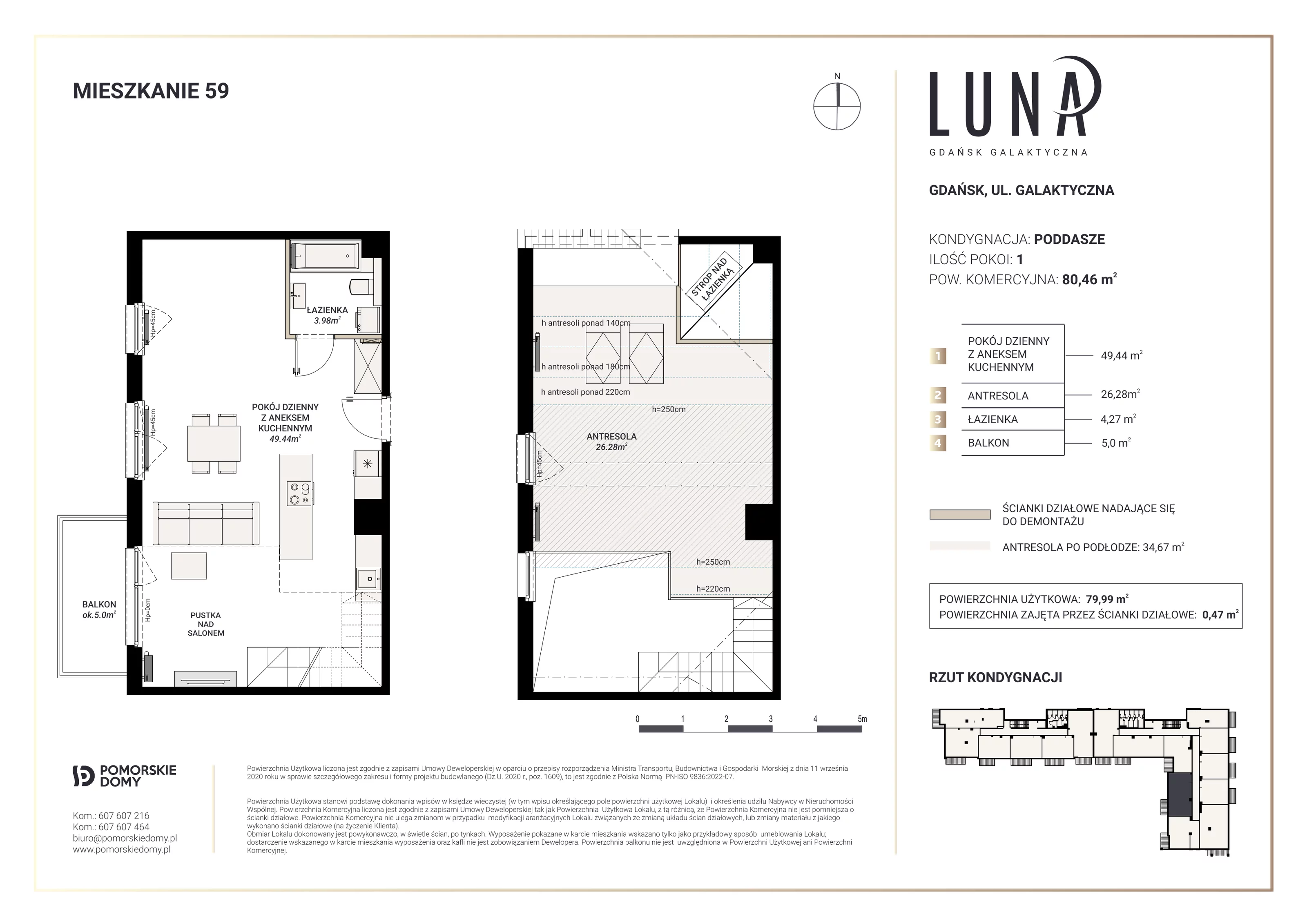 Mieszkanie 79,99 m², piętro 3, oferta nr 59, Luna, Gdańsk, Osowa, ul. Galaktyczna/Homera