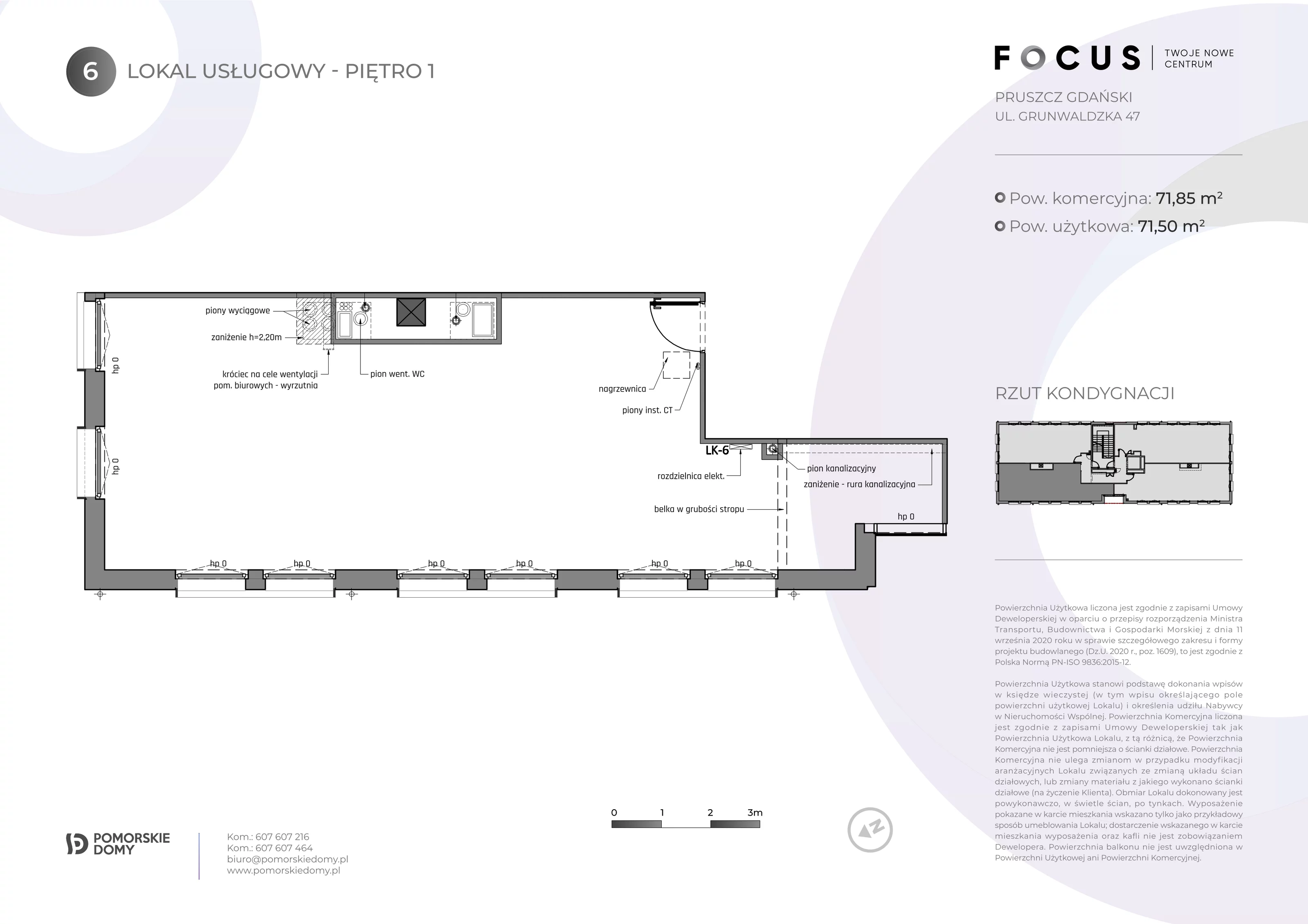 Lokal użytkowy 71,85 m², oferta nr 6, Focus - lokale użytkowe, Pruszcz Gdański, ul. Grunwaldzka 47