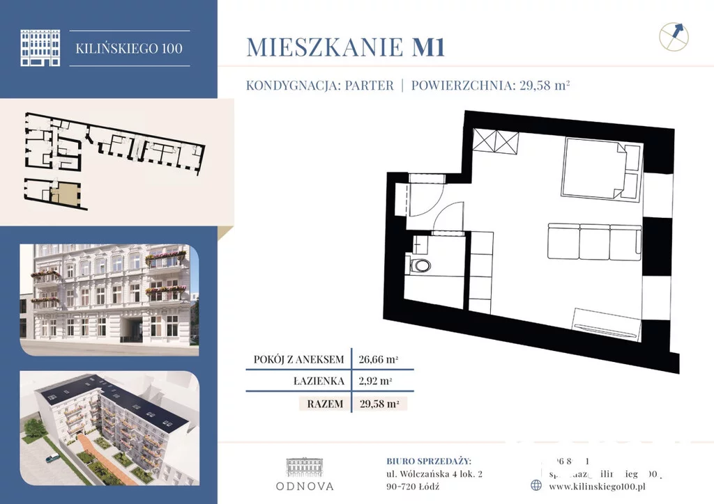 1 pokój, mieszkanie 29,58 m², parter, oferta nr , 25315/2089/OMS, Łódź, Śródmieście, Śródmieście, Jana Kilińskiego