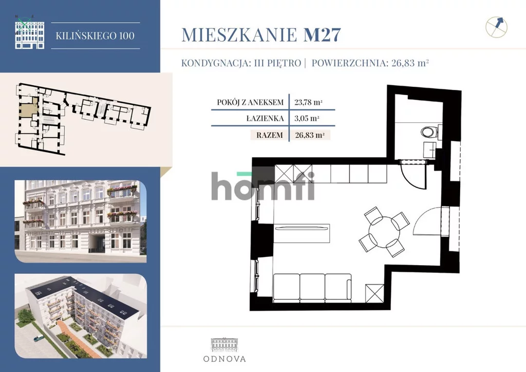 1 pokój, mieszkanie 26,83 m², piętro 3, oferta nr , 24603/2089/OMS, Łódź, Śródmieście, Śródmieście