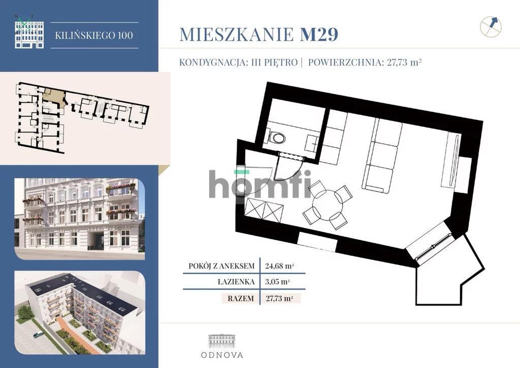 1 pokój, mieszkanie 27,73 m², piętro 3, oferta nr , 24864/2089/OMS, Łódź, Śródmieście, Śródmieście