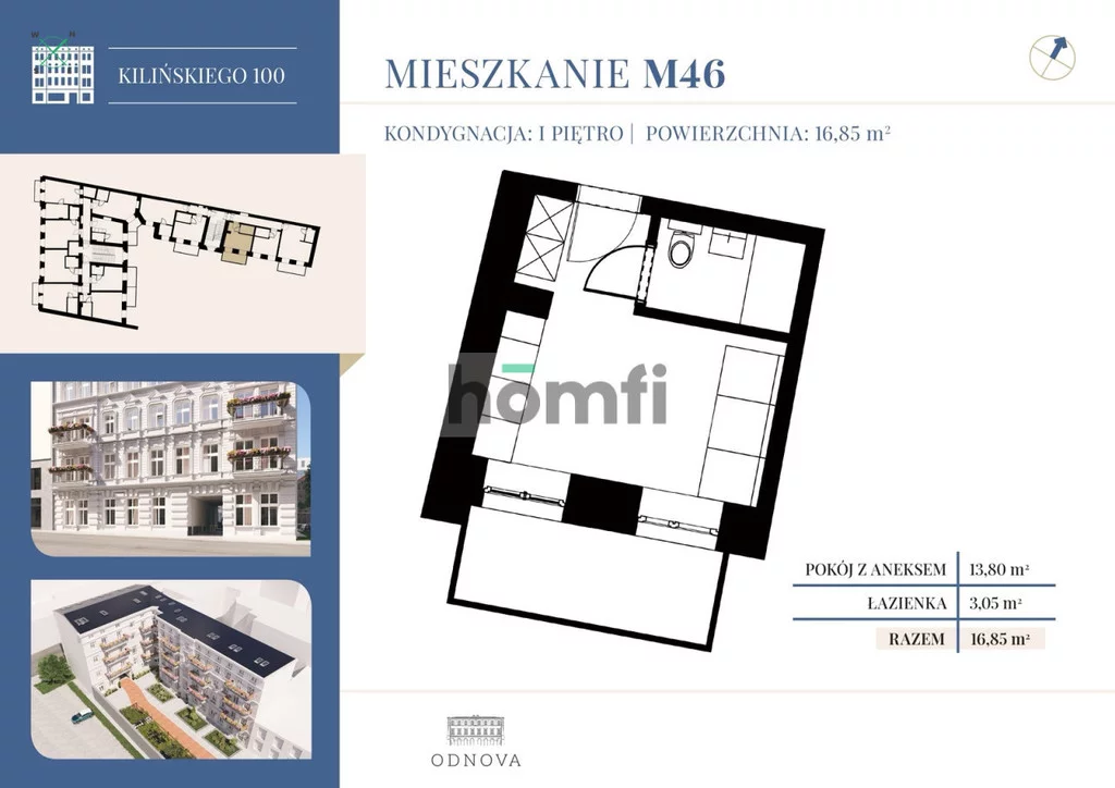 1 pokój, mieszkanie 16,85 m², piętro 1, oferta nr , 24866/2089/OMS, Łódź, Śródmieście, Śródmieście
