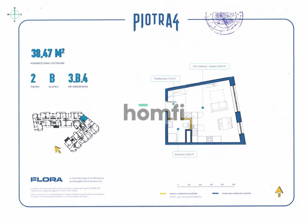 1 pokój, mieszkanie 38,47 m², piętro 2, oferta nr , 24885/2089/OMS, Gdynia, Śródmieście, Śródmieście, św. Piotra