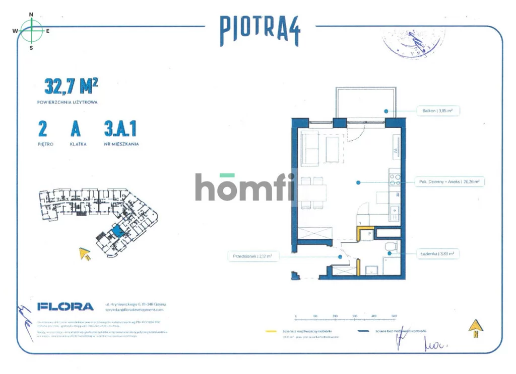1 pokój, mieszkanie 32,70 m², piętro 2, oferta nr , 24887/2089/OMS, Gdynia, Śródmieście, Śródmieście, św. Piotra