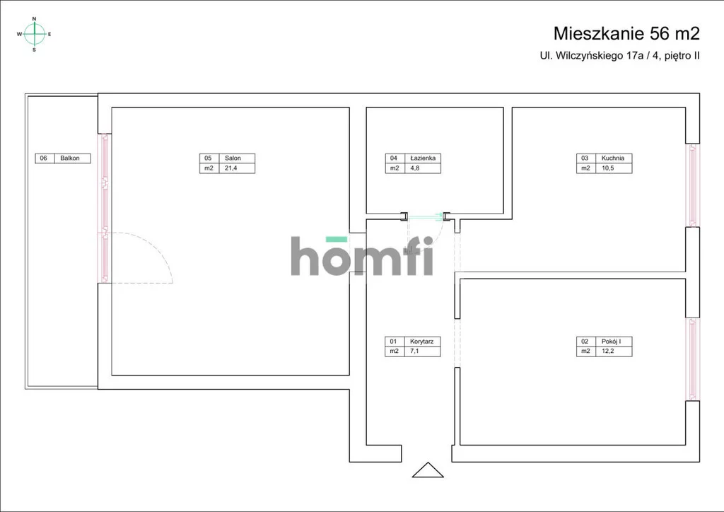 2 pokoje, mieszkanie 56,00 m², piętro 2, oferta nr , 23055/2089/OMS, Olsztyn, Jaroty, Biskupa Tomasza Wilczyńskiego