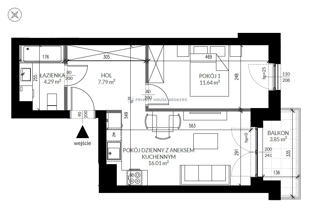 2 pokoje, mieszkanie 39,88 m², piętro 3, oferta nr , 25159/2089/OMS, Kraków, Bronowice, Eljasza Walerego Radzikowskiego