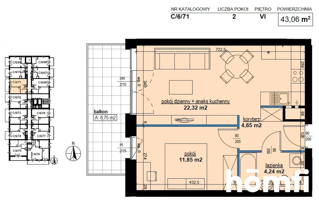2 pokoje, apartament 43,11 m², piętro 6, oferta nr , 24629/2089/OMS, Poznań, Winogrady, Winogrady, Hawelańska