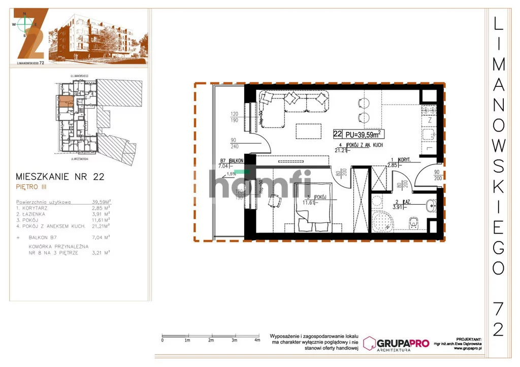 Mieszkanie na sprzedaż, 39,59 m², 2 pokoje, 3 piętro, oferta nr 23994/2089/OMS