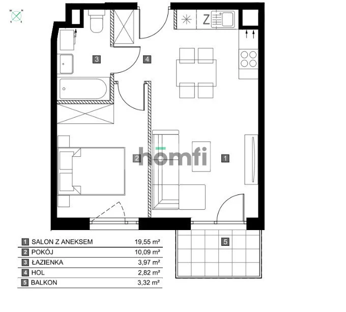 2 pokoje, mieszkanie 36,43 m², piętro 2, oferta nr , 24098/2089/OMS, Wrocław, Tarnogaj, Międzyleska