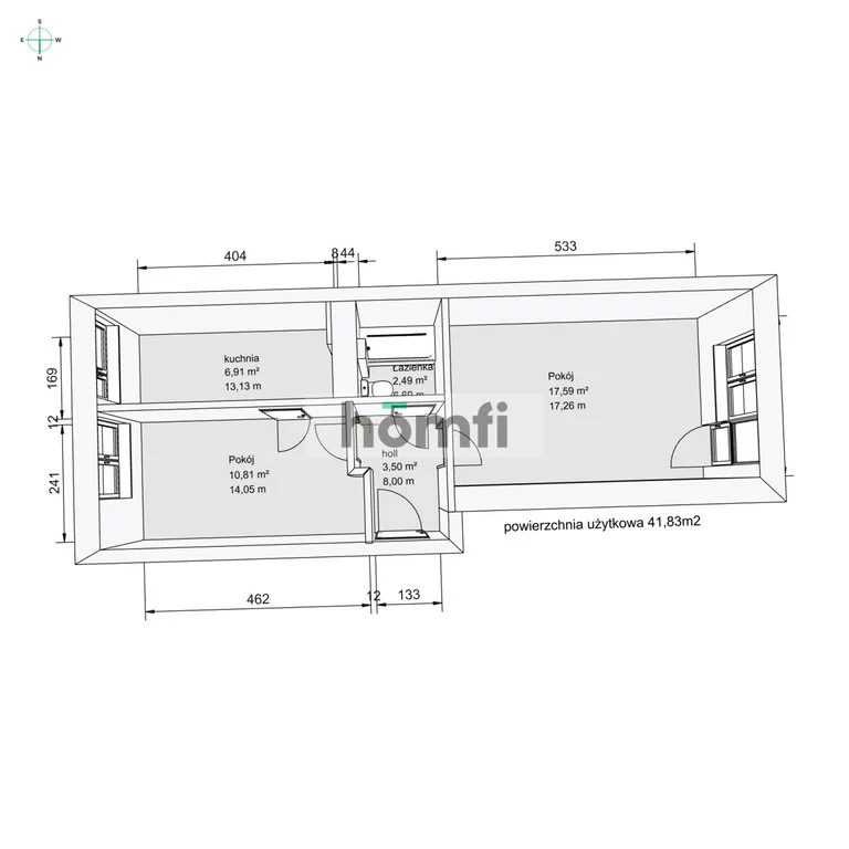 2 pokoje, mieszkanie 41,83 m², piętro 4, oferta nr , 24834/2089/OMS, Puławy, Polna