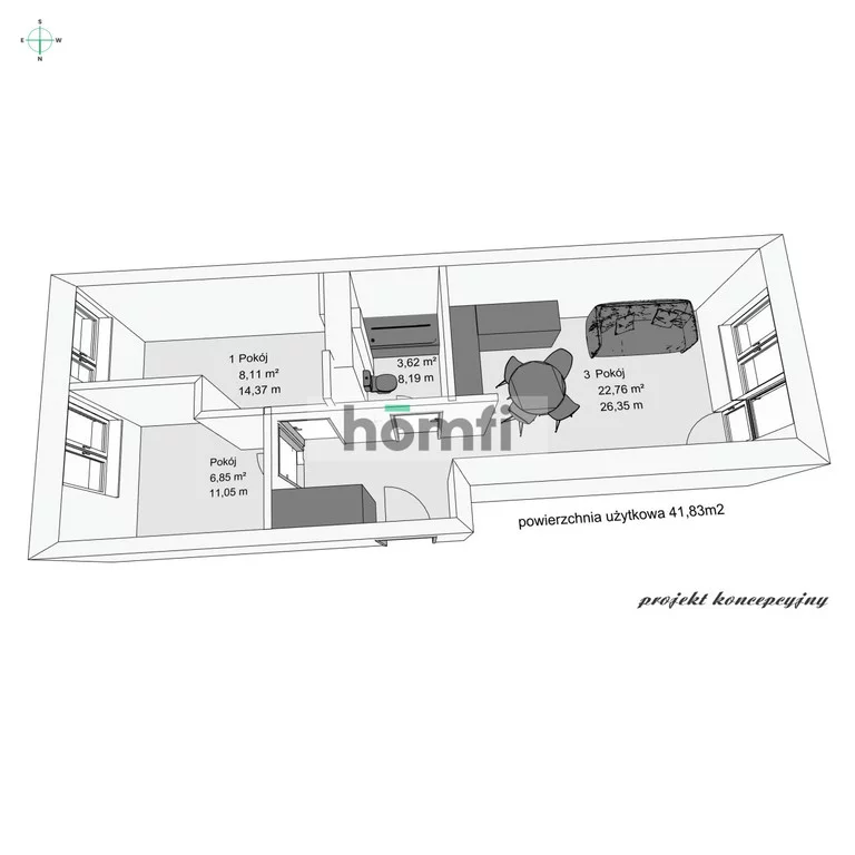2 pokoje, mieszkanie 41,83 m², piętro 4, oferta nr , 24834/2089/OMS, Puławy, Polna