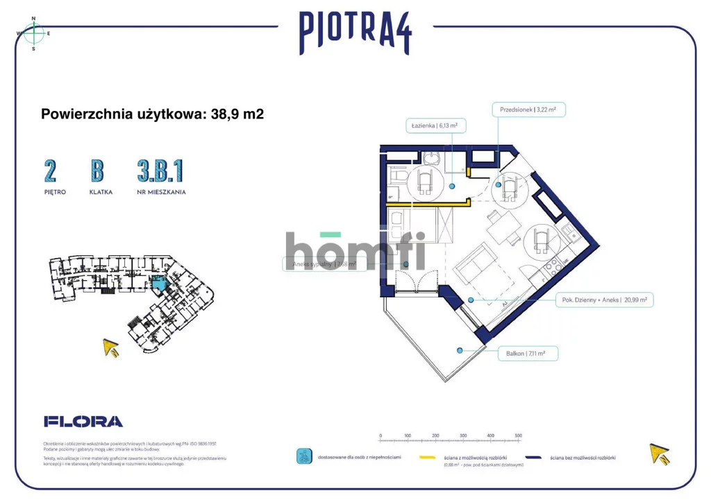 2 pokoje, mieszkanie 39,00 m², piętro 2, oferta nr , 25035/2089/OMS, Gdynia, św. Piotra