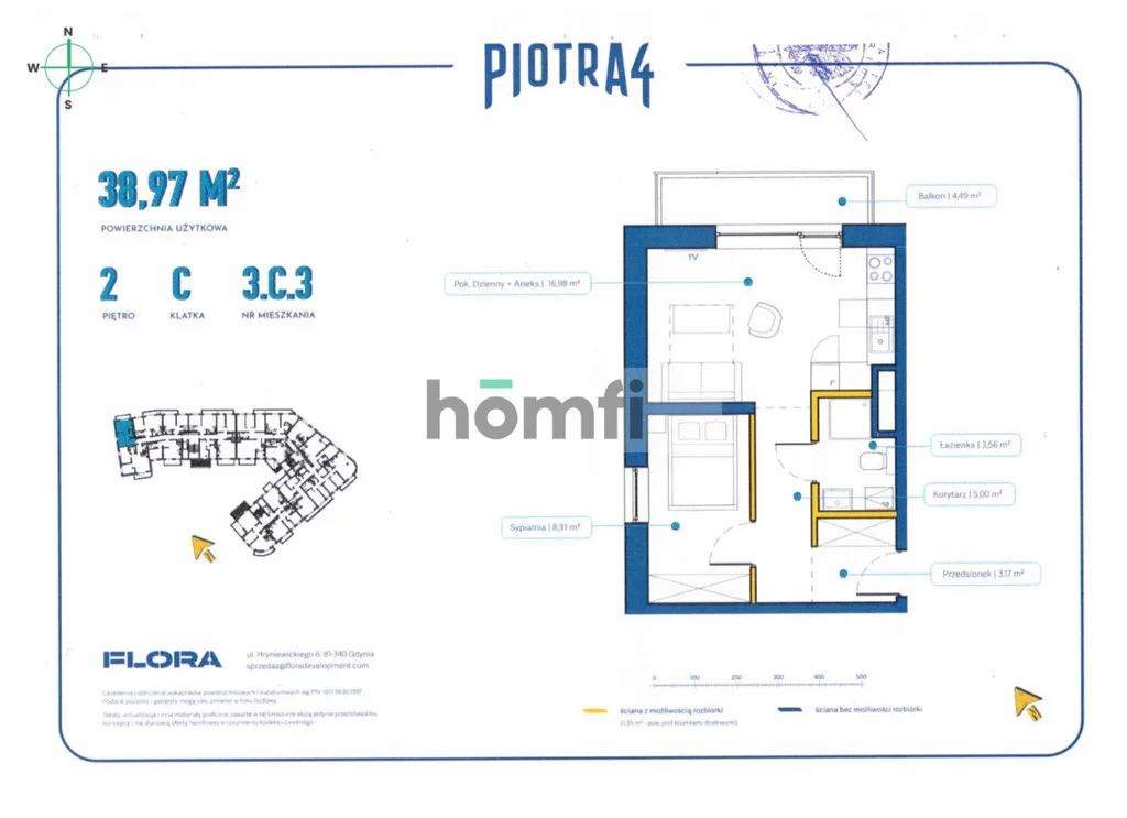 2 pokoje, mieszkanie 38,97 m², piętro 2, oferta nr , 24886/2089/OMS, Gdynia, Śródmieście, Śródmieście, św. Piotra