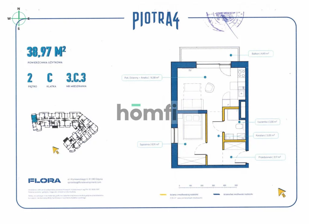 2 pokoje, mieszkanie 38,97 m², piętro 2, oferta nr , 24886/2089/OMS, Gdynia, Śródmieście, Śródmieście, św. Piotra