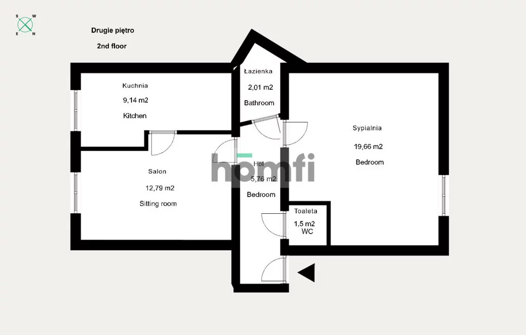 2 pokoje, mieszkanie 50,77 m², piętro 2, oferta nr , 24510/2089/OMS, Chełmża, gen. Władysława Sikorskiego