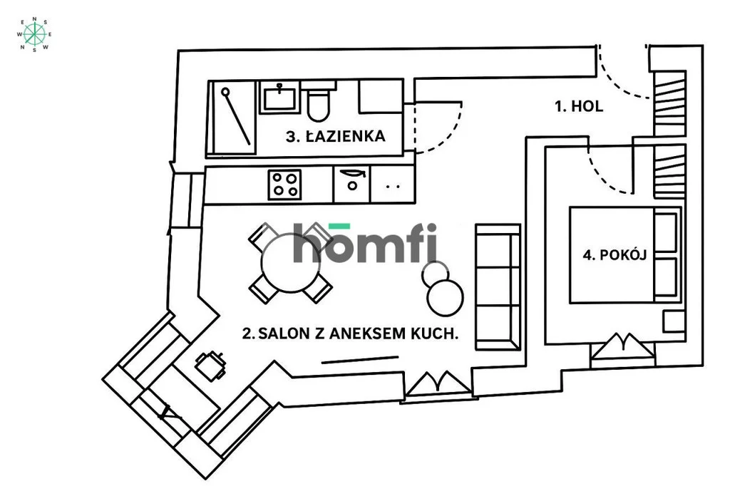 2 pokoje, mieszkanie 42,33 m², piętro 1, oferta nr , 25129/2089/OMS, Poznań, Stare Miasto, Stare Miasto, Zielona