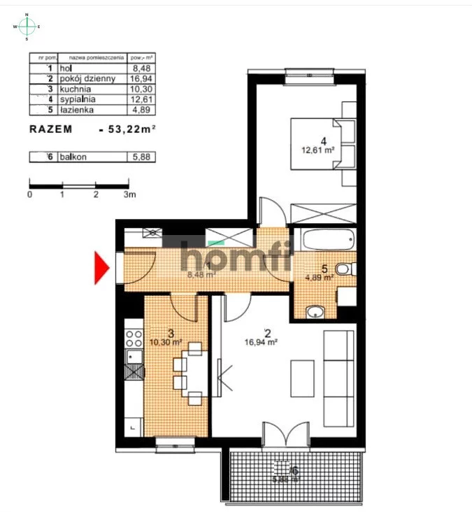 2 pokoje, mieszkanie 53,22 m², piętro 3, oferta nr , 25356/2089/OMS, Rzeszów, Żmigrodzka