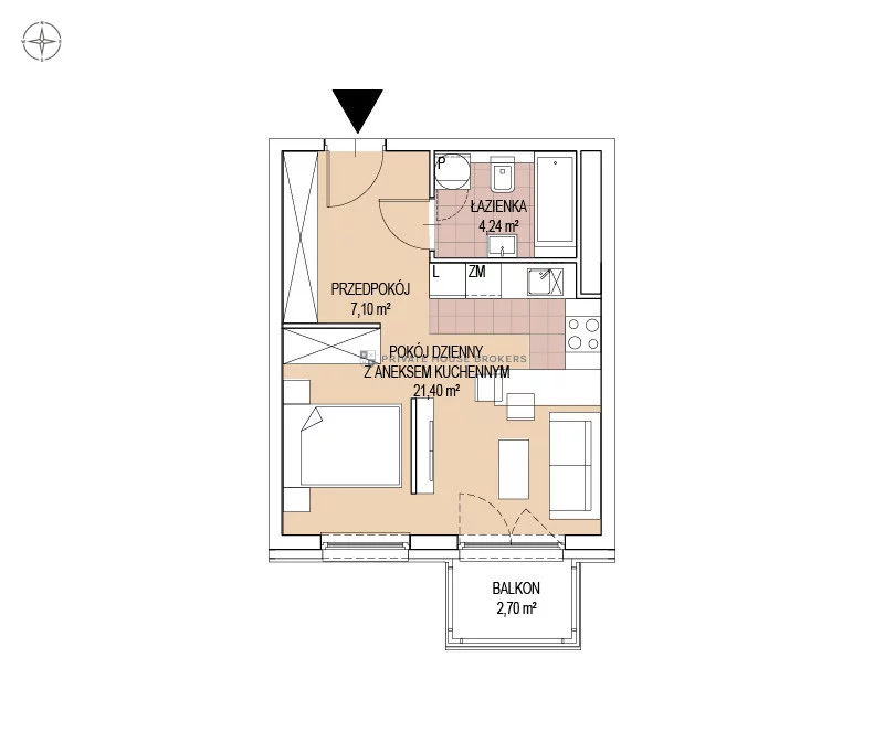 2 pokoje, mieszkanie 35,00 m², piętro 6, oferta nr , 53163/2089/OMW, Kraków, Walerego Sławka