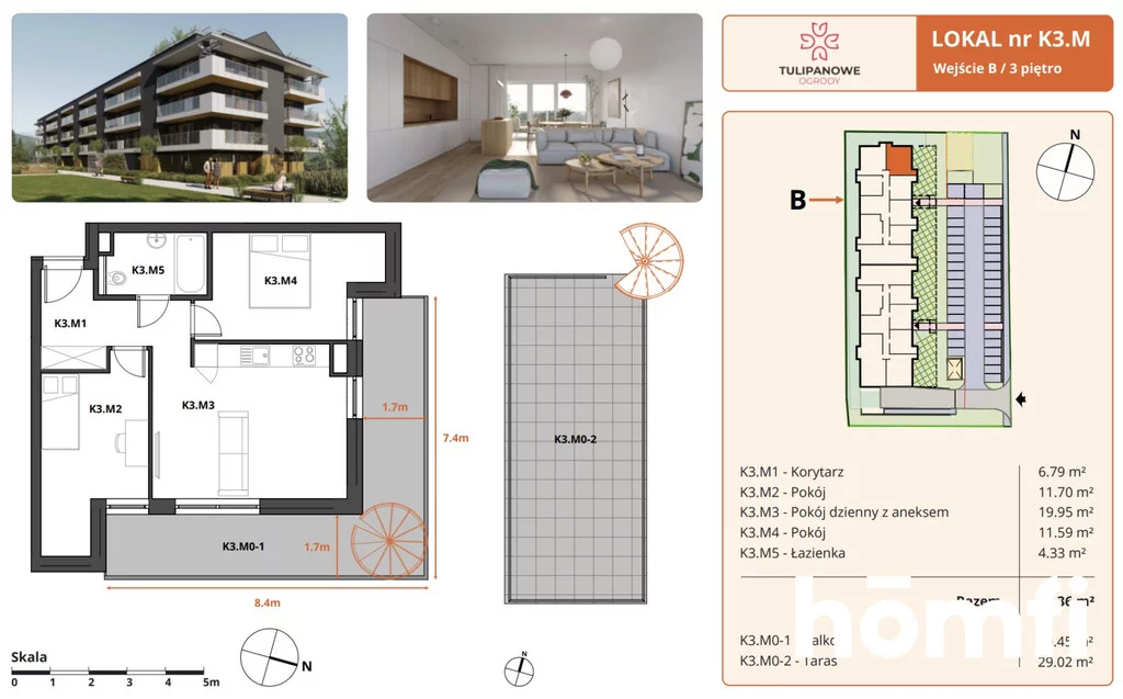 Mieszkanie trzypokojowe 54,36 m², Bielawa, Sprzedaż