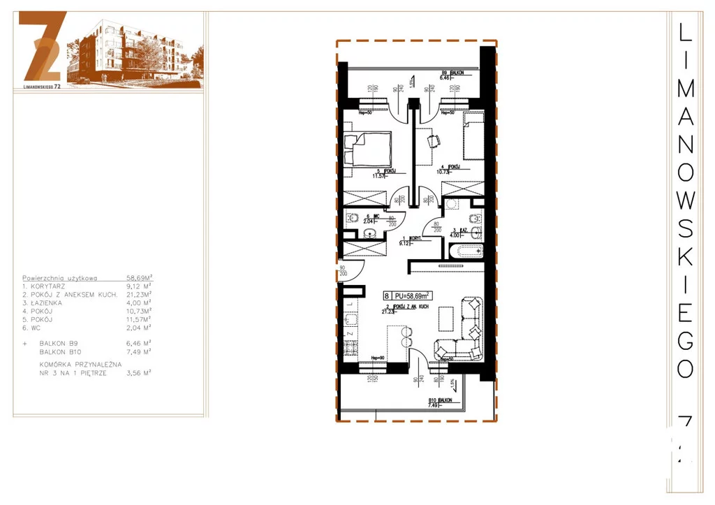 3 pokoje, mieszkanie 58,70 m², piętro 1, oferta nr , 25314/2089/OMS, Łódź, Bałuty, Bałuty, Bolesława Limanowskiego