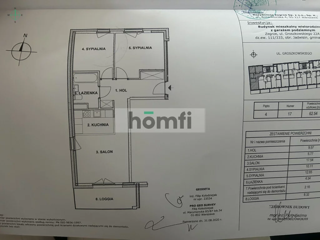 3 pokoje, mieszkanie 65,20 m², piętro 4, oferta nr , 25231/2089/OMS, Zegrze, prof. Janusza Groszkowskiego