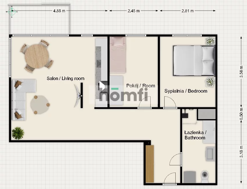 3 pokoje, mieszkanie 60,00 m², piętro 3, oferta nr , 52716/2089/OMW, Mysłowice, Fryderyka Chopina