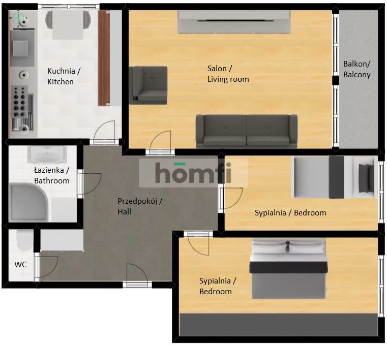3 pokoje, mieszkanie 58,27 m², piętro 1, oferta nr , 50705/2089/OMW, Gliwice, Jana Długosza