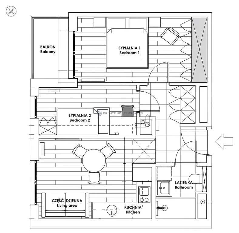 3 pokoje, mieszkanie 45,21 m², piętro 1, oferta nr , 52738/2089/OMW, Kraków, Stare Miasto, Stare Miasto, Rakowicka