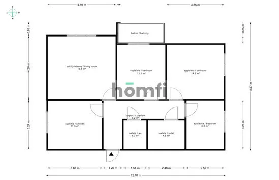 4 pokoje, mieszkanie 83,43 m², piętro 1, oferta nr , 24725/2089/OMS, Lega