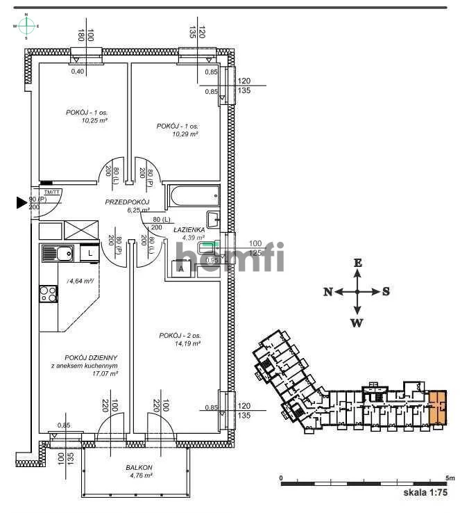 4 pokoje, mieszkanie 62,59 m², piętro 4, oferta nr , 25470/2089/OMS, Lublin, Dziesiąta, Dziesiąta, Wojenna