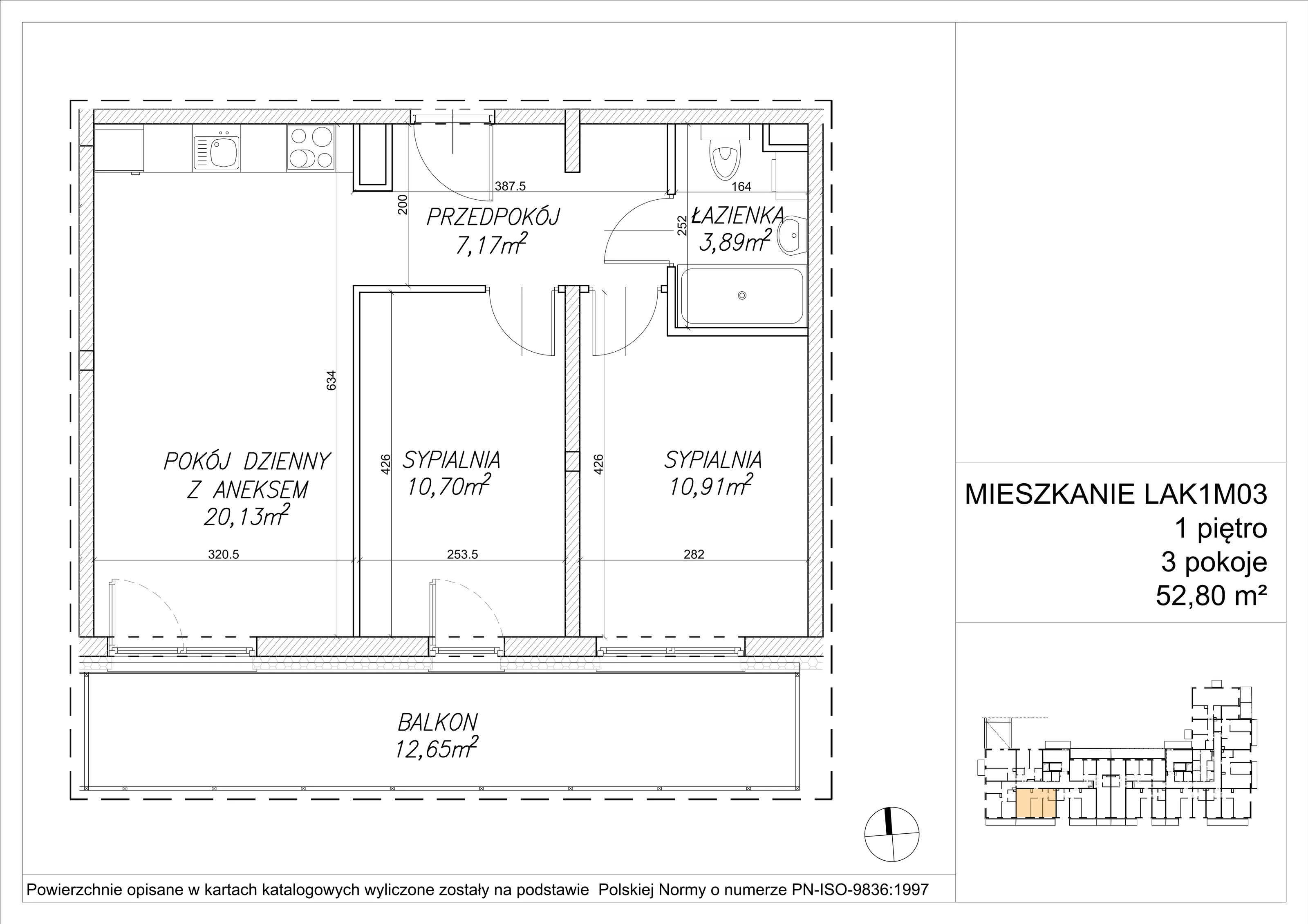 3 pokoje, mieszkanie 52,99 m², piętro 1, oferta nr LAK1M03, Lipa Piotrkowska, Wrocław, Lipa Piotrowska, Psie Pole, ul Szałwiowa 6