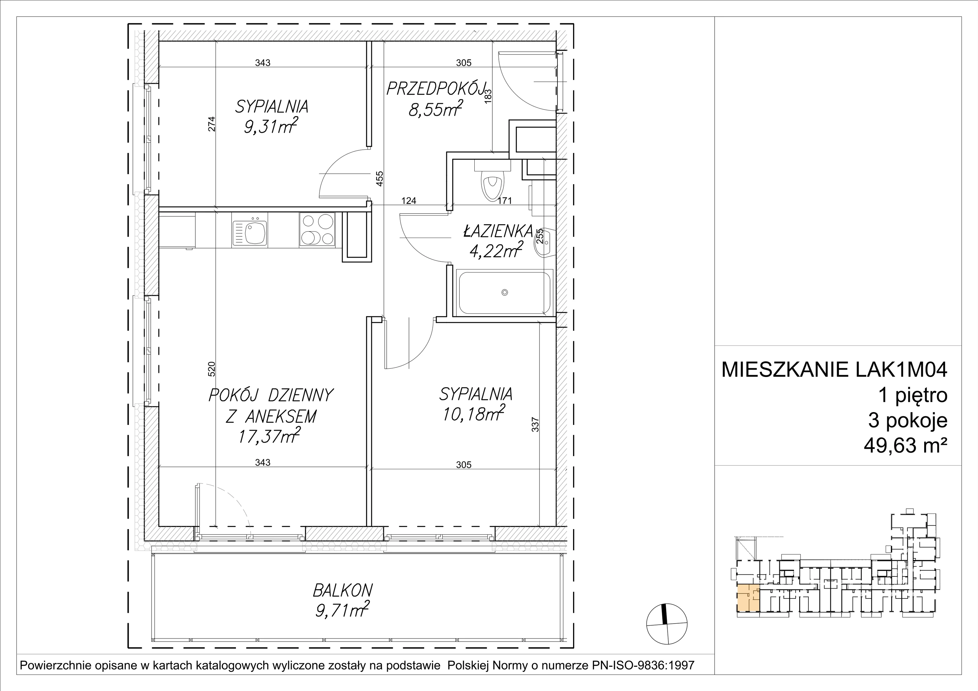 3 pokoje, mieszkanie 49,89 m², piętro 1, oferta nr LAK1M04, Lipa Piotrkowska, Wrocław, Lipa Piotrowska, Psie Pole, ul Szałwiowa 6