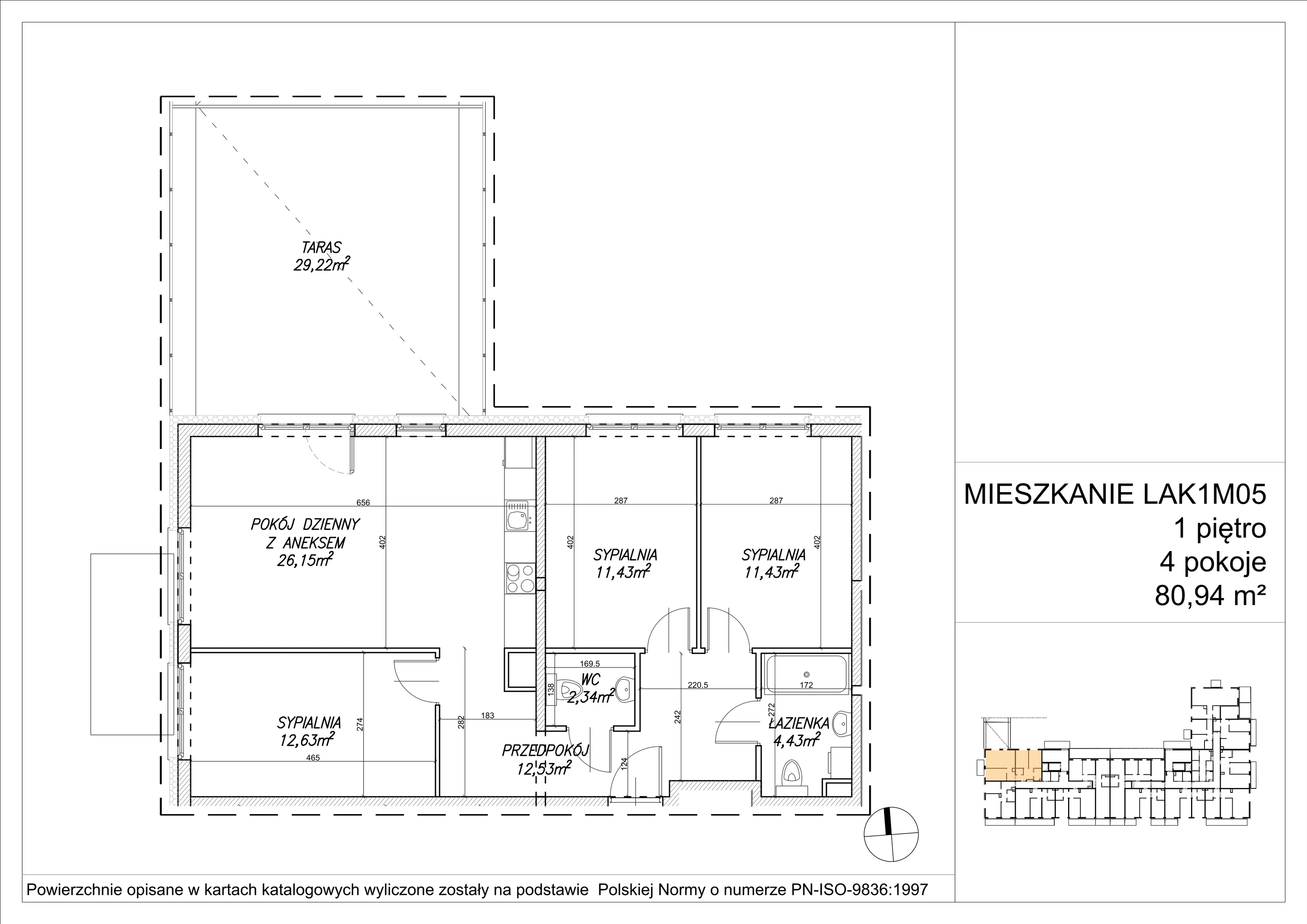 4 pokoje, mieszkanie 80,95 m², piętro 1, oferta nr LAK1M05, Lipa Piotrkowska, Wrocław, Lipa Piotrowska, Psie Pole, ul Szałwiowa 6