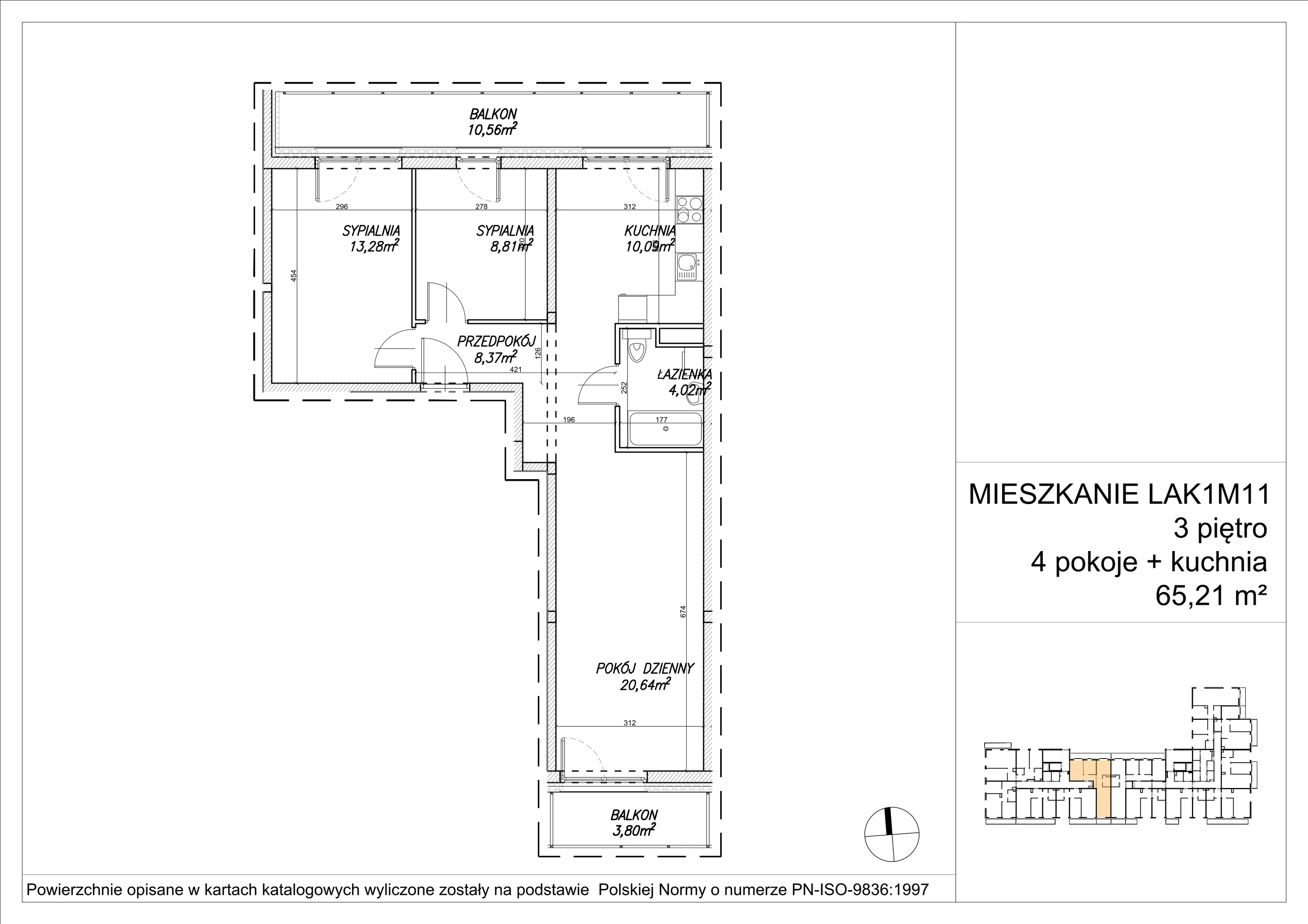 3 pokoje, mieszkanie 65,35 m², piętro 3, oferta nr LAK1M11, Lipa Piotrkowska, Wrocław, Lipa Piotrowska, Psie Pole, ul Szałwiowa 6