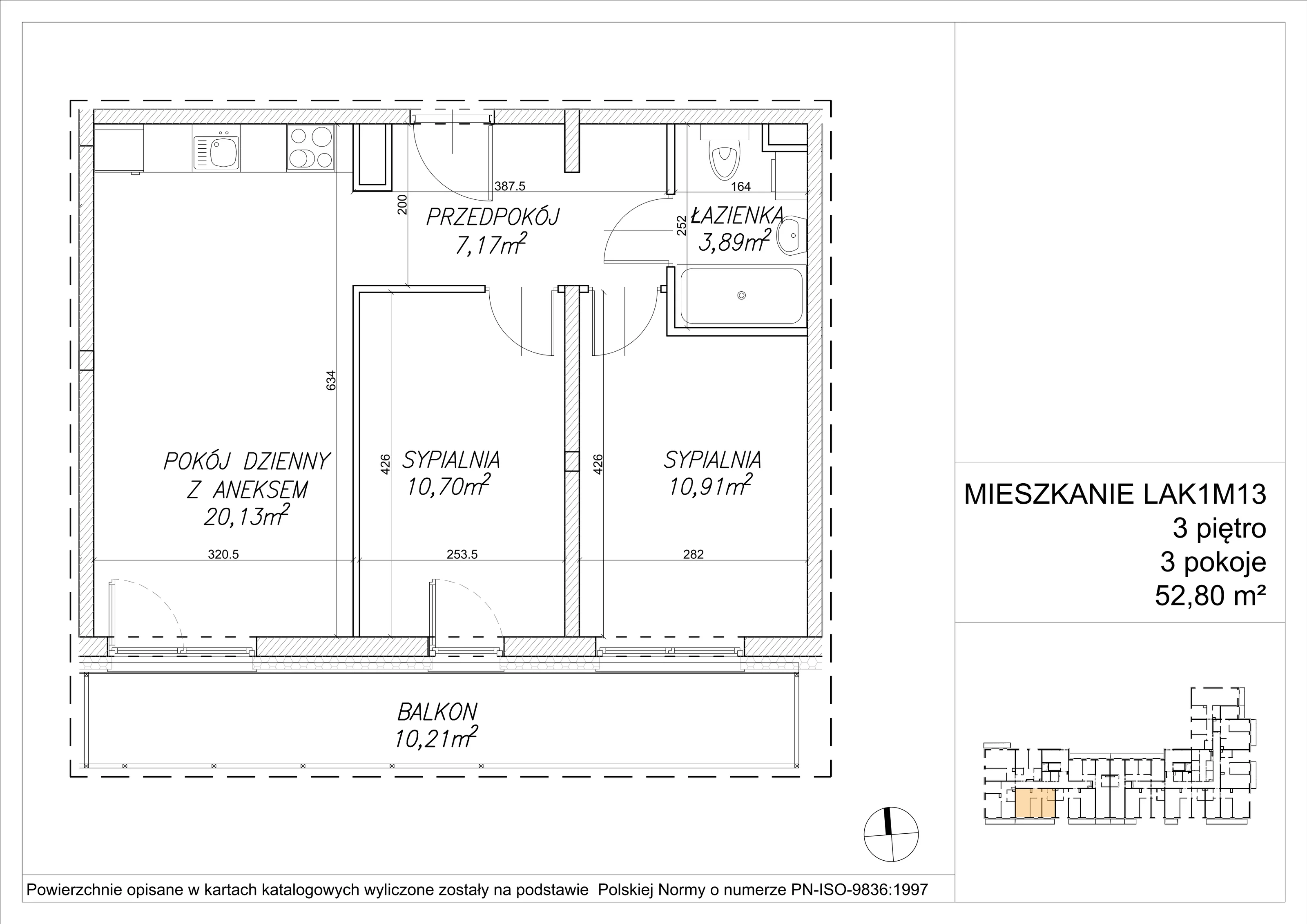 3 pokoje, mieszkanie 52,91 m², piętro 3, oferta nr LAK1M13, Lipa Piotrkowska, Wrocław, Lipa Piotrowska, Psie Pole, ul Szałwiowa 6