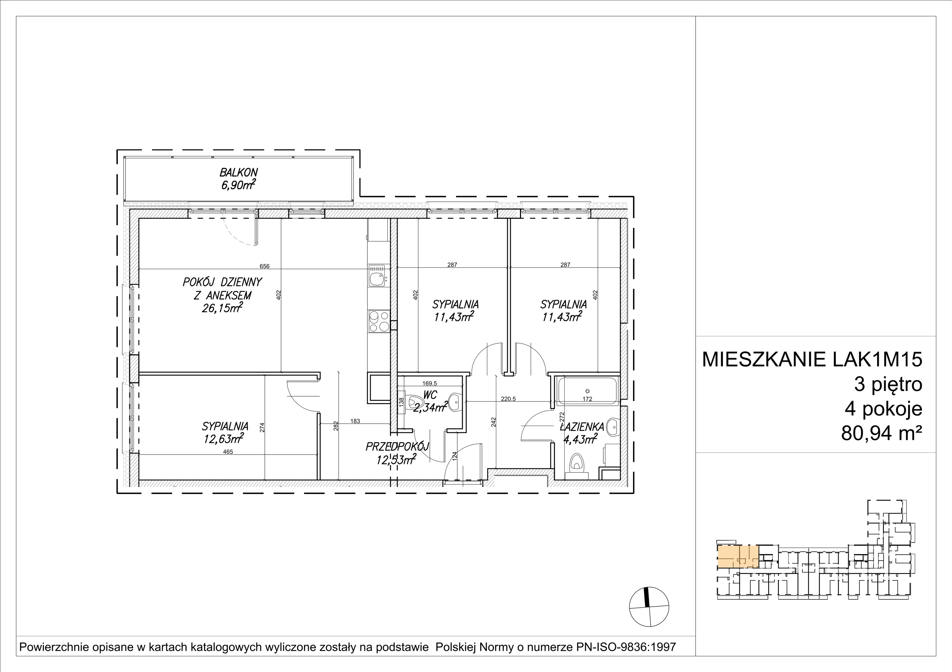 4 pokoje, mieszkanie 81,06 m², piętro 3, oferta nr LAK1M15, Lipa Piotrkowska, Wrocław, Lipa Piotrowska, Psie Pole, ul Szałwiowa 6