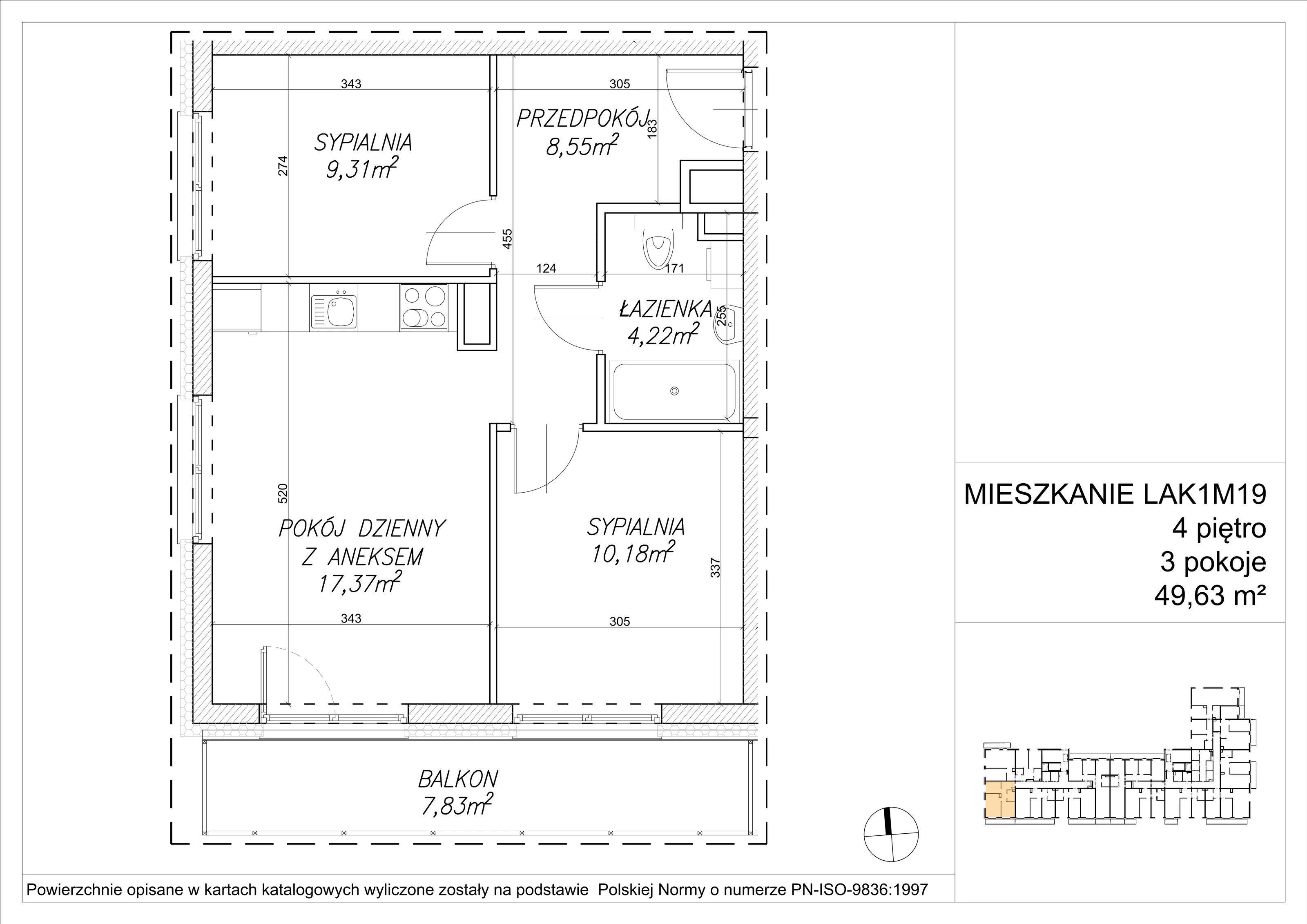 3 pokoje, mieszkanie 49,82 m², piętro 4, oferta nr LAK1M19, Lipa Piotrkowska, Wrocław, Lipa Piotrowska, Psie Pole, ul Szałwiowa 6