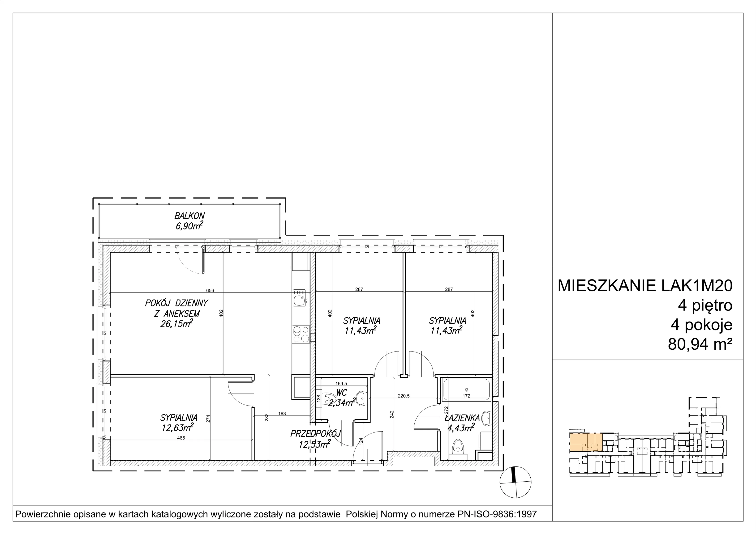 4 pokoje, mieszkanie 80,99 m², piętro 4, oferta nr LAK1M20, Lipa Piotrkowska, Wrocław, Lipa Piotrowska, Psie Pole, ul Szałwiowa 6