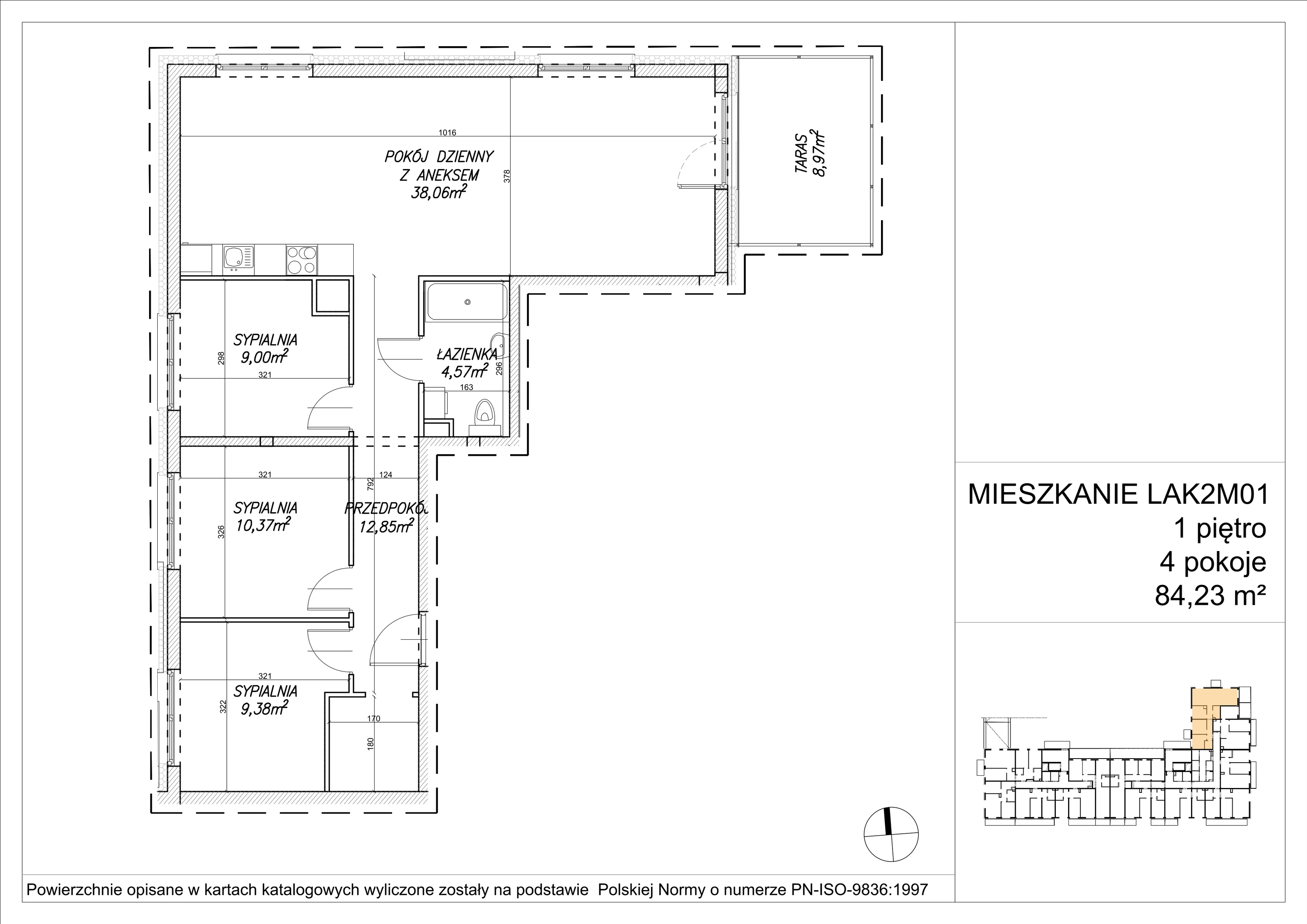 4 pokoje, mieszkanie 84,33 m², piętro 1, oferta nr LAK2M01, Lipa Piotrkowska, Wrocław, Lipa Piotrowska, Psie Pole, ul Szałwiowa 6
