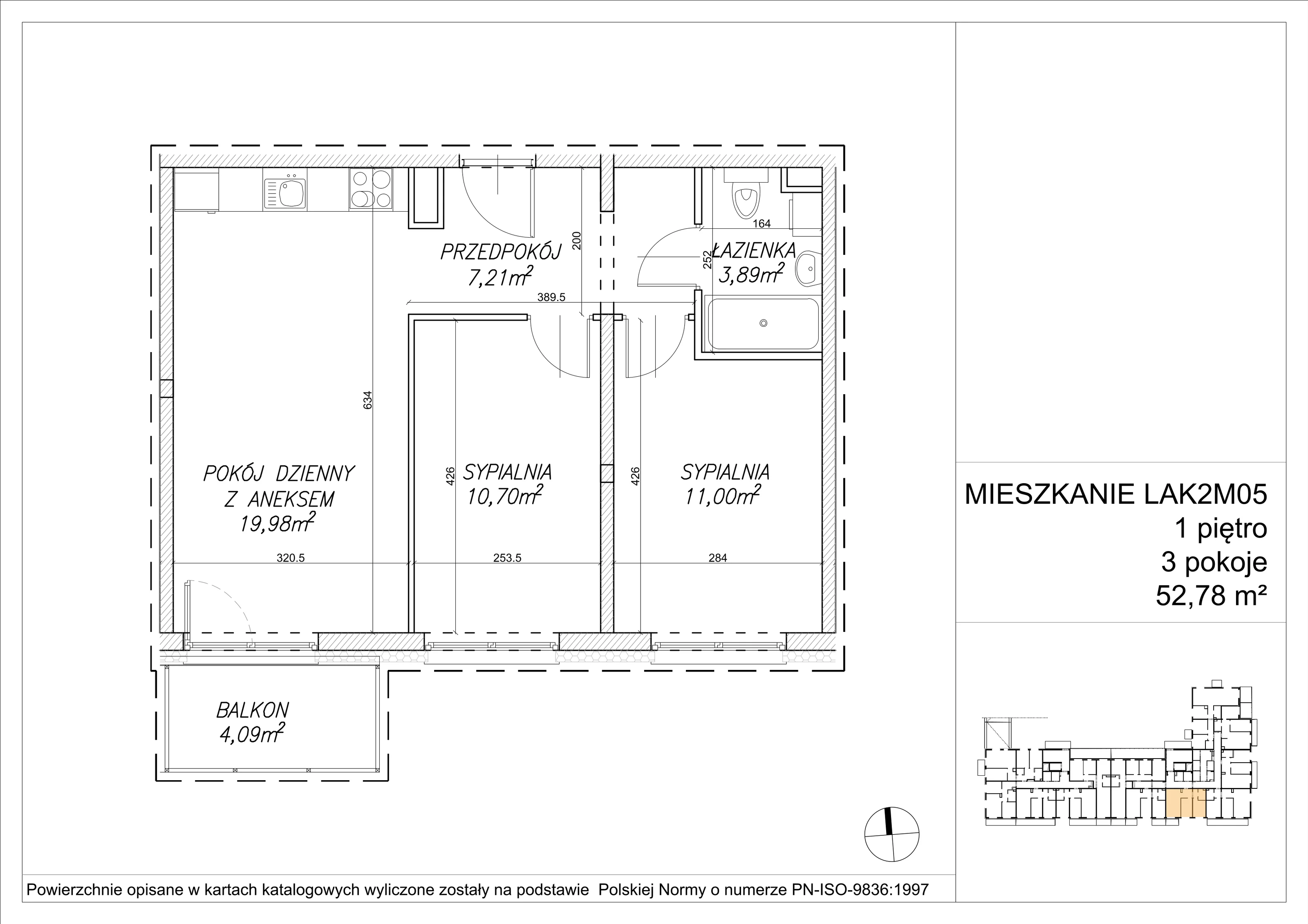 3 pokoje, mieszkanie 52,99 m², piętro 1, oferta nr LAK2M05, Lipa Piotrkowska, Wrocław, Lipa Piotrowska, Psie Pole, ul Szałwiowa 6