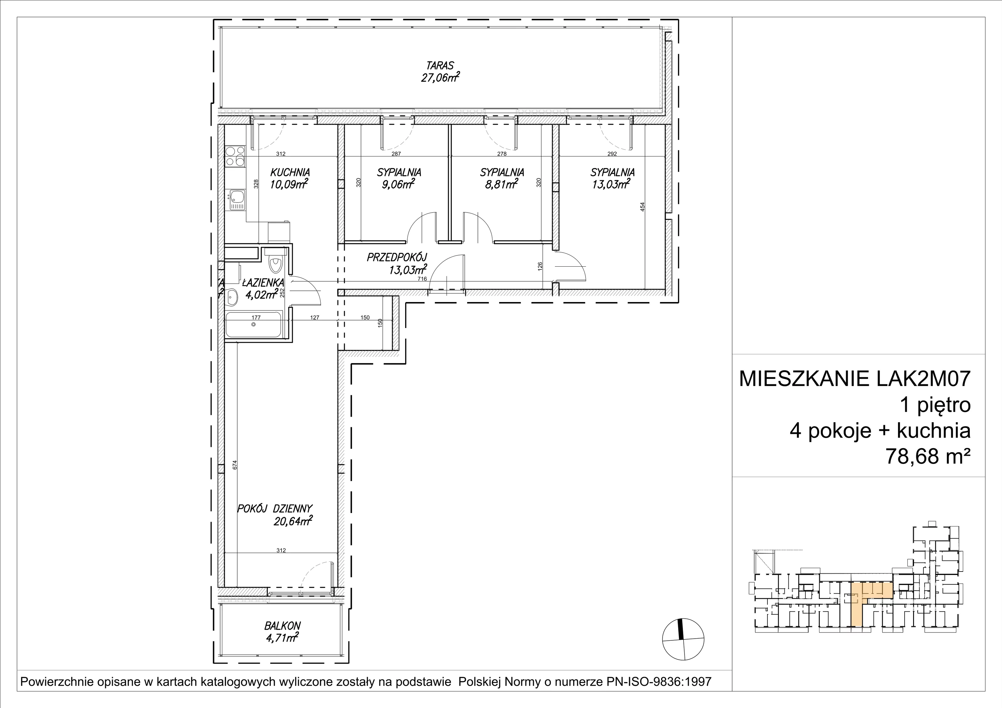 4 pokoje, mieszkanie 78,77 m², piętro 1, oferta nr LAK2M07, Lipa Piotrkowska, Wrocław, Lipa Piotrowska, Psie Pole, ul Szałwiowa 6