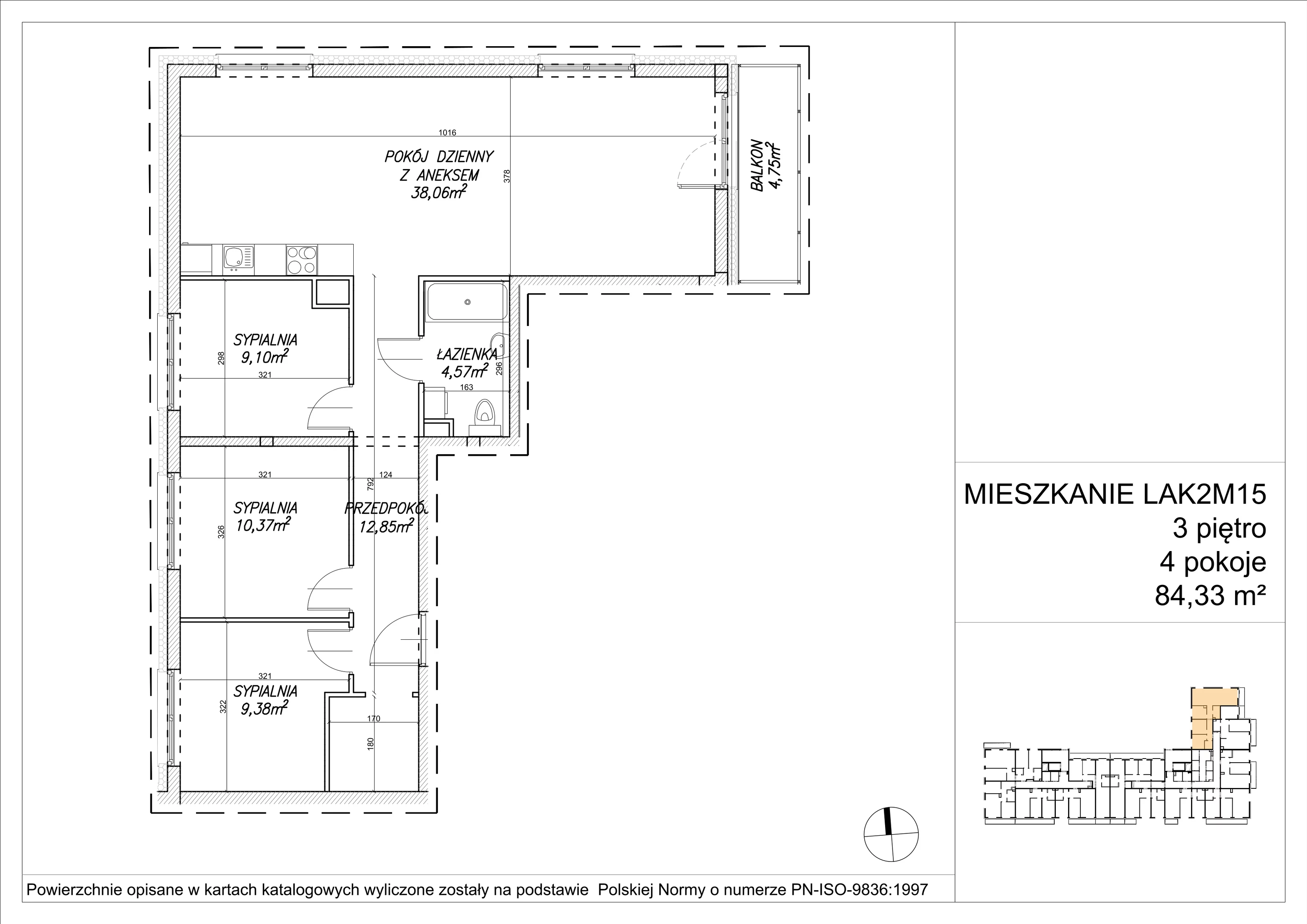 4 pokoje, mieszkanie 84,16 m², piętro 3, oferta nr LAK2M15, Lipa Piotrkowska, Wrocław, Lipa Piotrowska, Psie Pole, ul Szałwiowa 6
