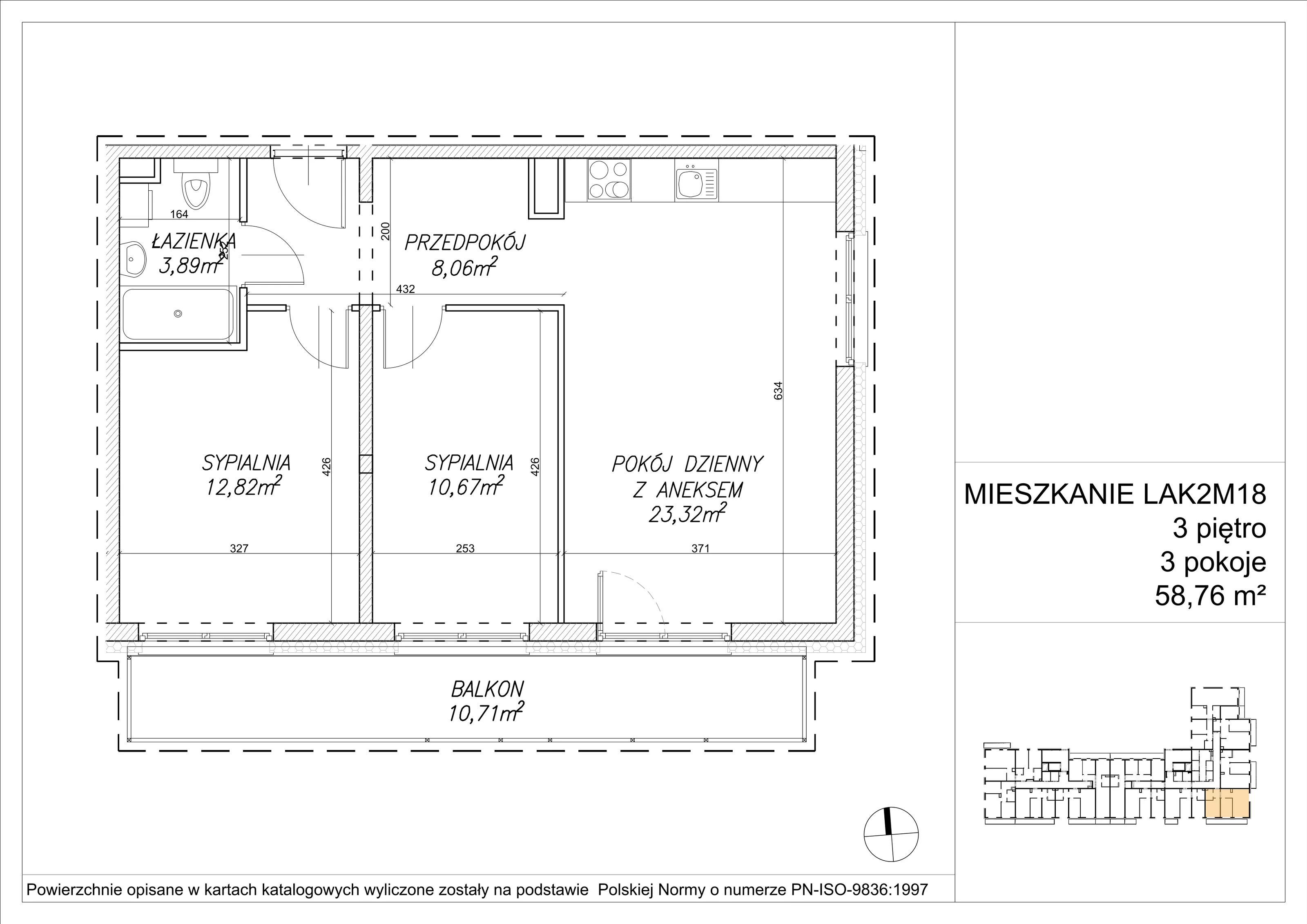 3 pokoje, mieszkanie 58,70 m², piętro 3, oferta nr LAK2M18, Lipa Piotrkowska, Wrocław, Lipa Piotrowska, Psie Pole, ul Szałwiowa 6