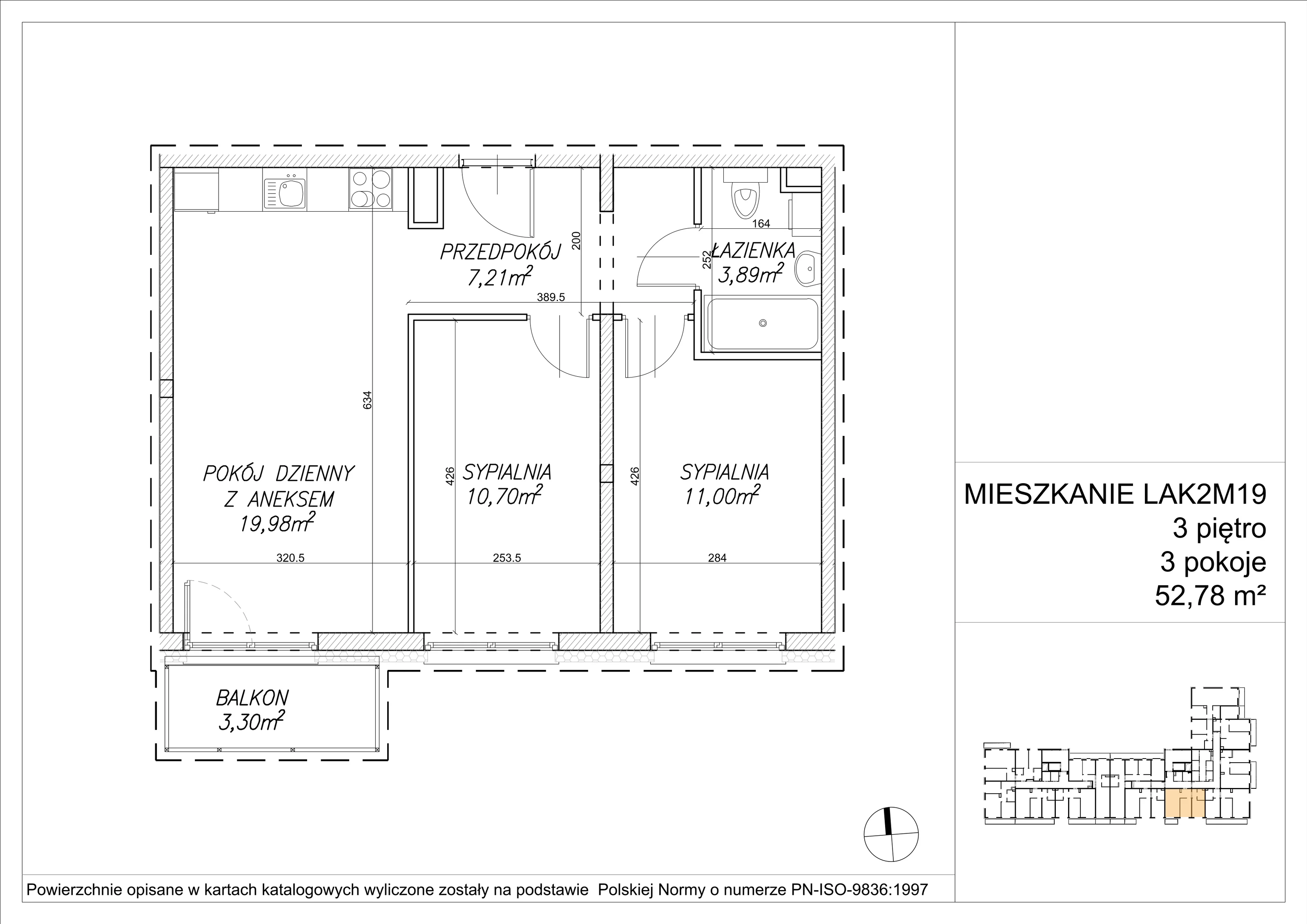 3 pokoje, mieszkanie 52,98 m², piętro 3, oferta nr LAK2M19, Lipa Piotrkowska, Wrocław, Lipa Piotrowska, Psie Pole, ul Szałwiowa 6