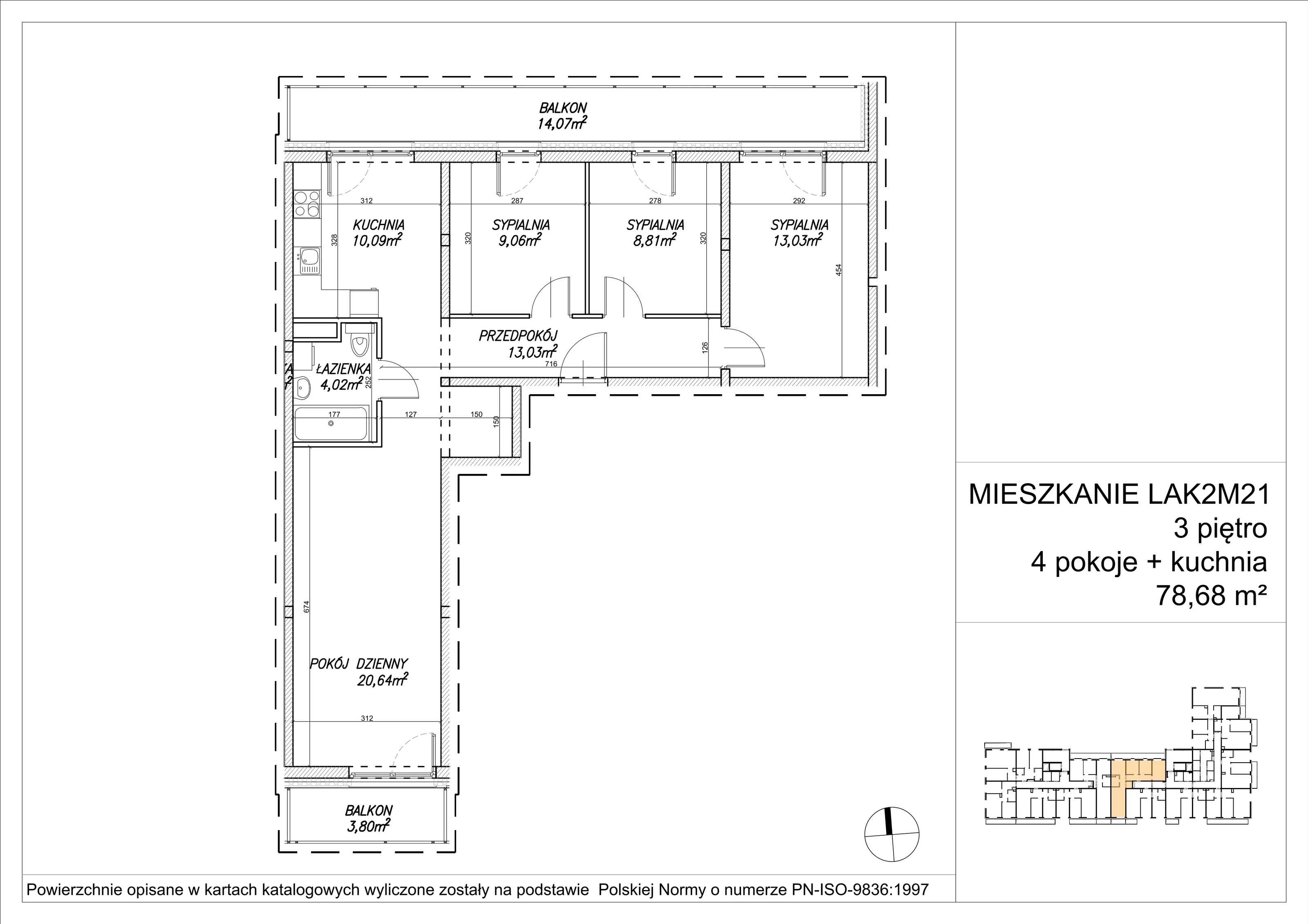 4 pokoje, mieszkanie 78,83 m², piętro 3, oferta nr LAK2M21, Lipa Piotrkowska, Wrocław, Lipa Piotrowska, Psie Pole, ul Szałwiowa 6