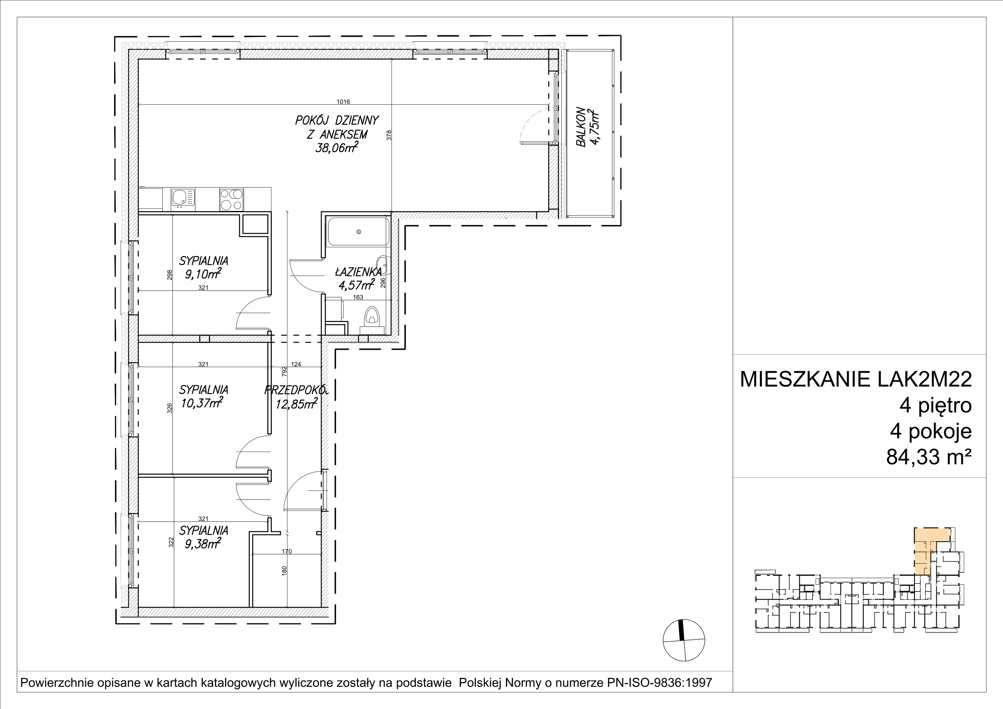 4 pokoje, mieszkanie 84,36 m², piętro 4, oferta nr LAK2M22, Lipa Piotrkowska, Wrocław, Lipa Piotrowska, Psie Pole, ul Szałwiowa 6